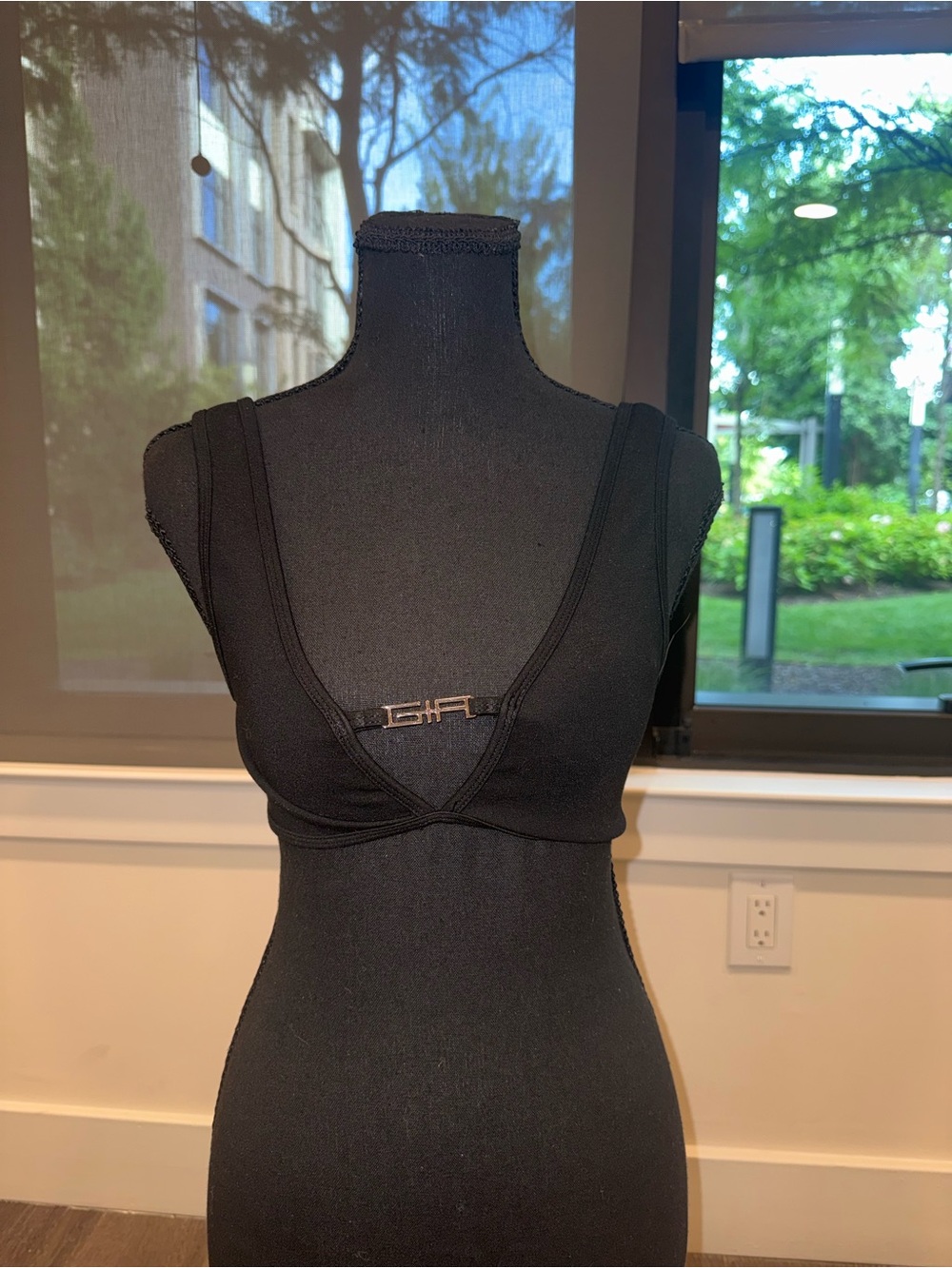 Black Triangle Bralette with Center Logo Accent